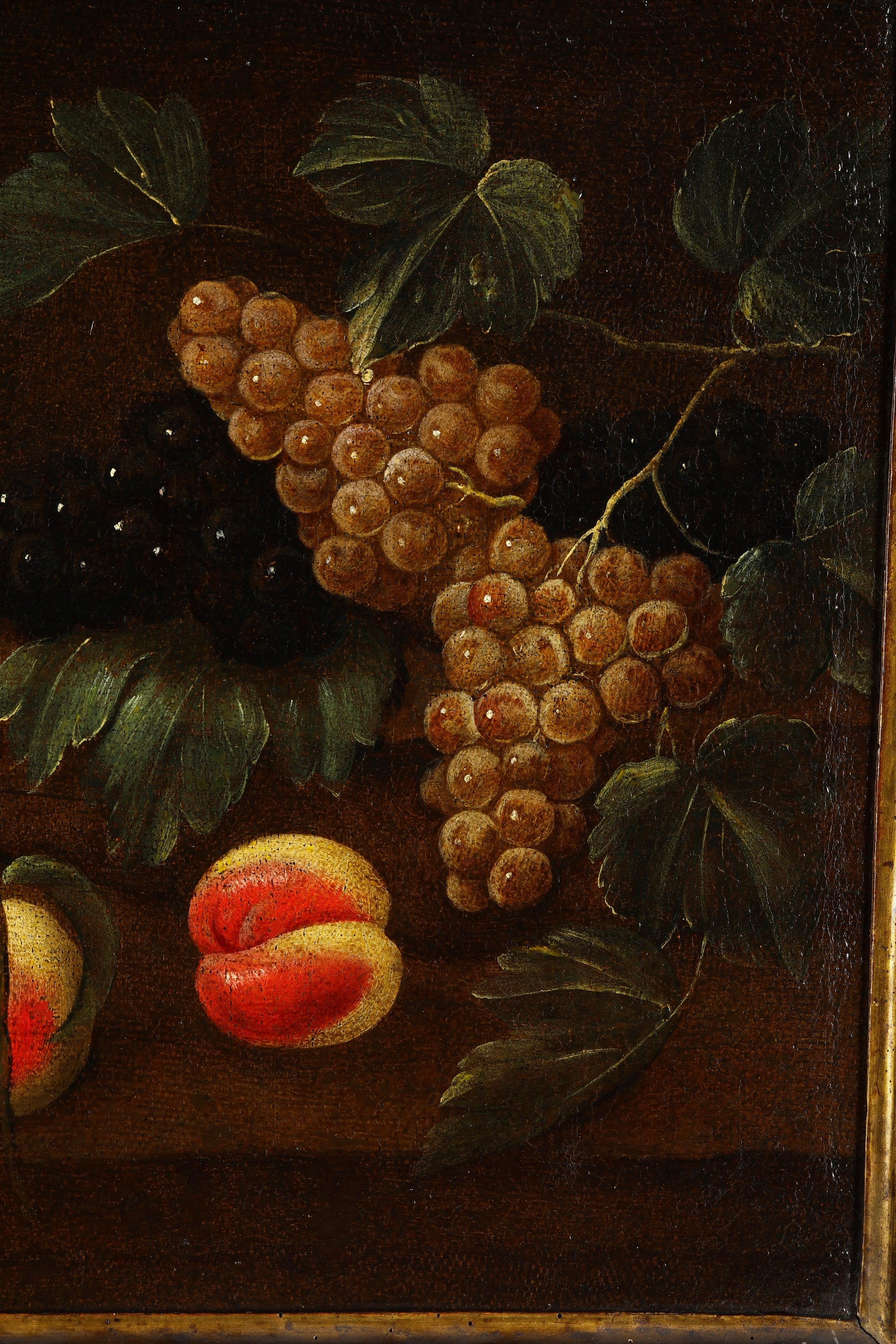 Scuola del XVII secolo, Natura morta con frutti e fiori, olio su tela