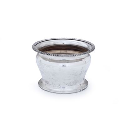 Cachepot in metallo con fondo in legno, cm 24x16