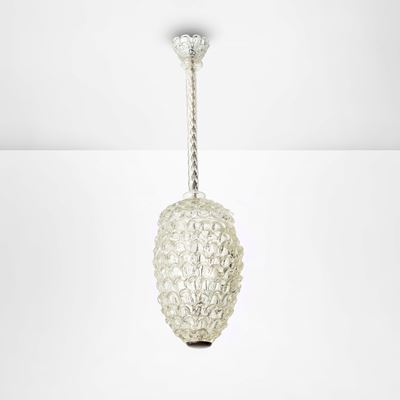 Lampada a sospensione in metallo e vetro di Murano