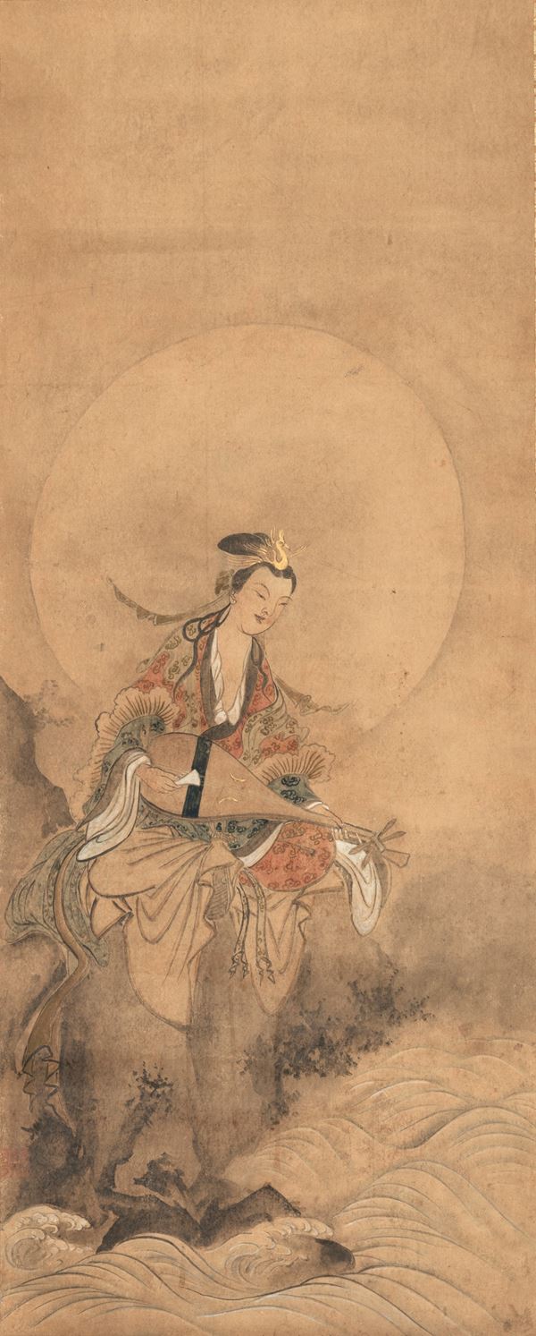 Scroll raffigurante Saraswati Benzaiten con sigilli, Giappone, periodo Edo