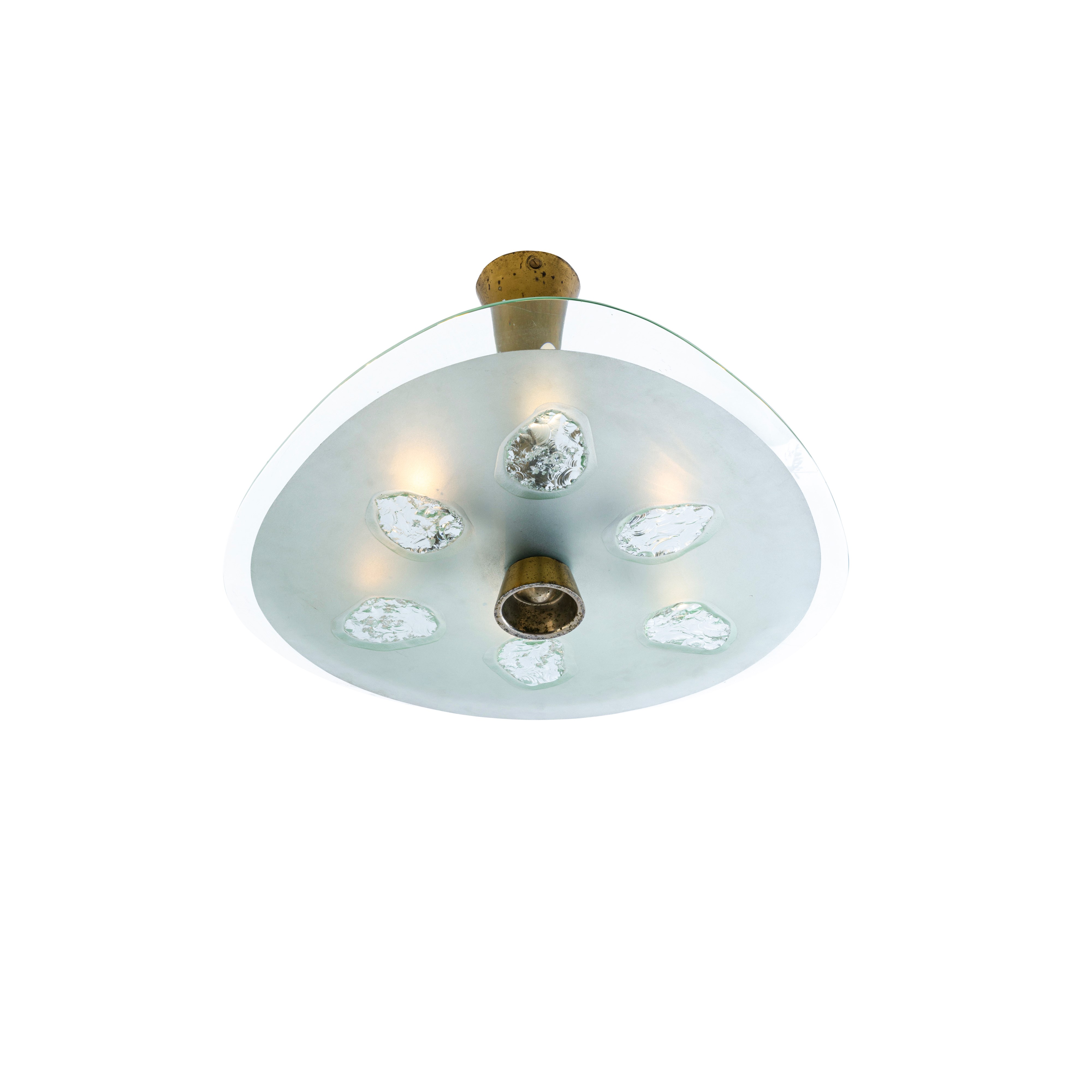 Max Ingrand - Lampada a sospensione mod. 1748 con diffusore in cristallo