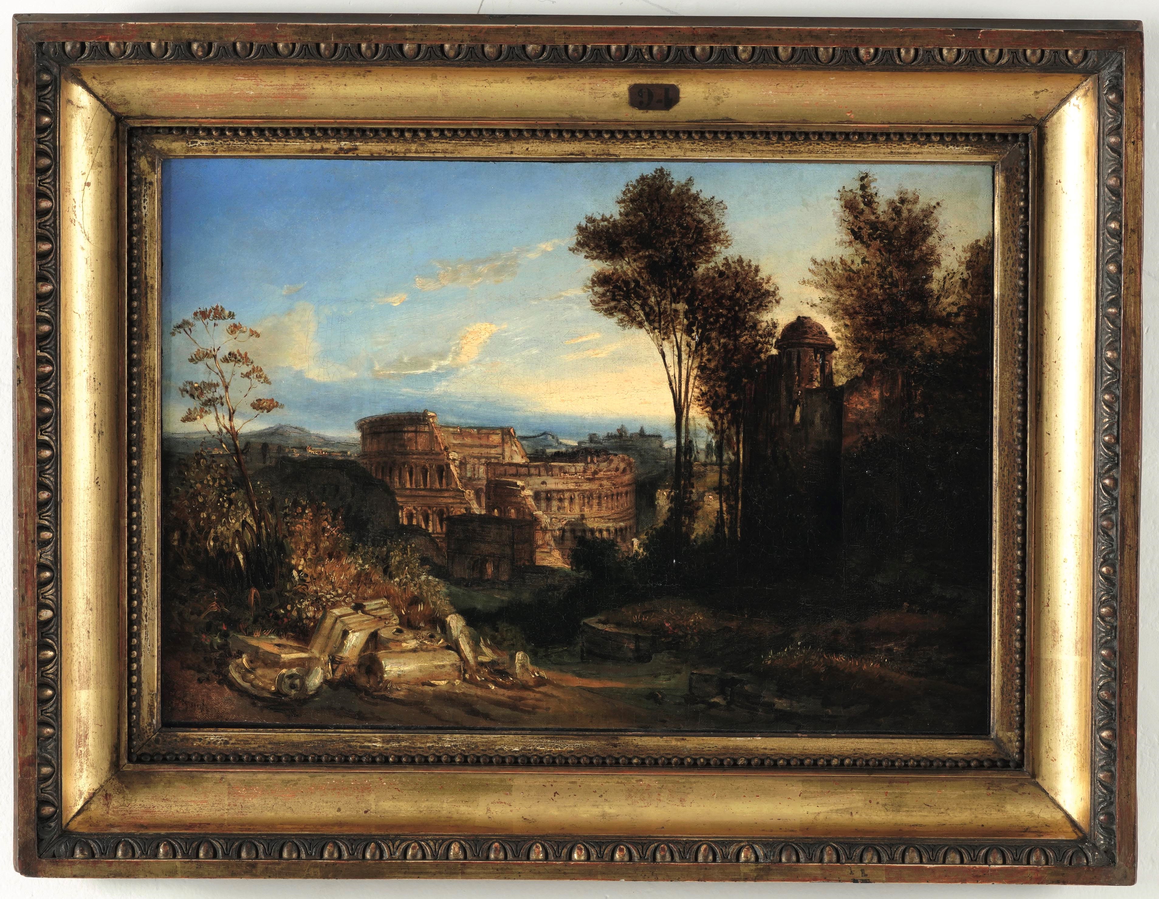 Giacinto Gigante - Veduta di Roma con il Colosseo, olio su tela