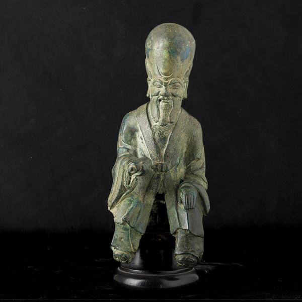 Figura di Shoulao in bronzo, Cina, Dinastia Qing, XIX secolo