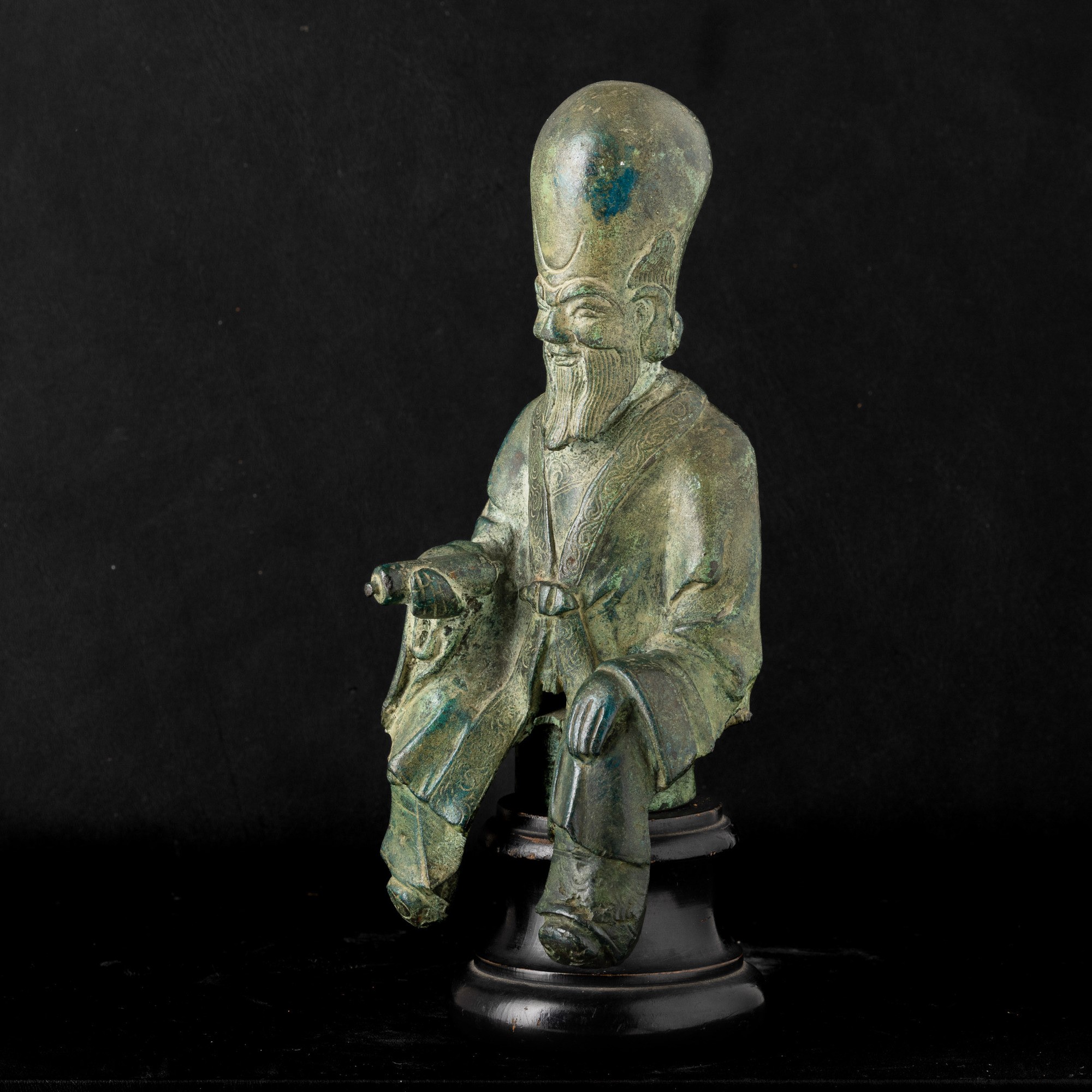Figura di Shoulao, bronzo, Cina, Dinastia Qing (XIX secolo)