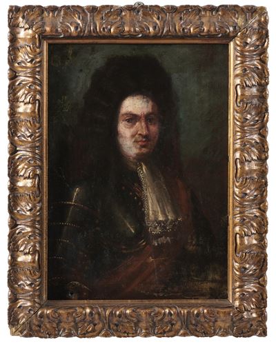 Scuola del XVIII secolo, Ritratto di gentiluomo in armatura, olio su tavola