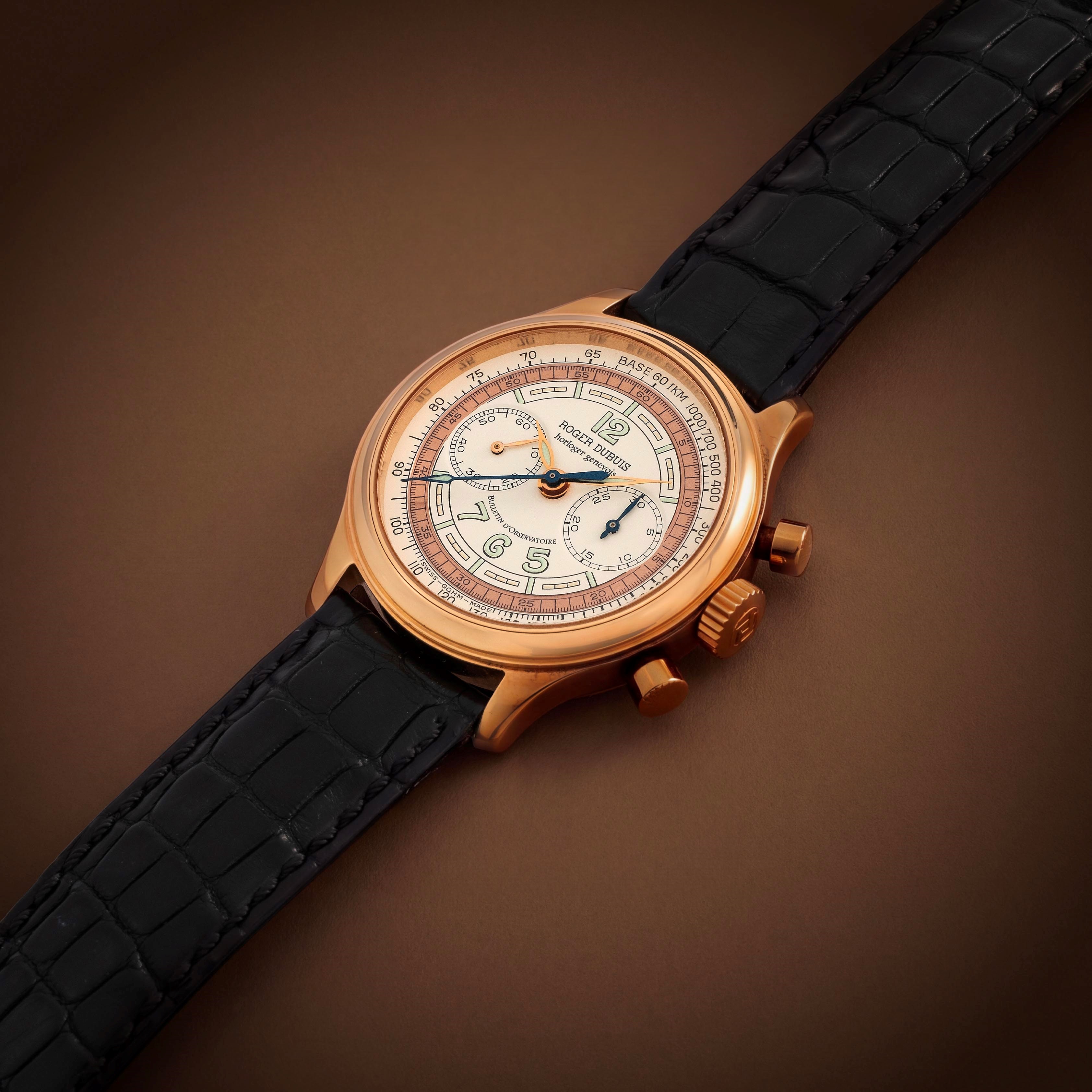 Roger Dubuis - Hommage Chronograph ref. H37, oro rosa 18k con quadrante bitonale e fondello a vis...