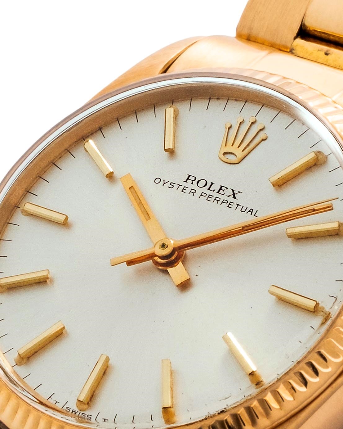 Rolex - Oyster Perpetual ref. 6551 (circa 1964) in oro giallo 18k, quadrante argentè Soleil
