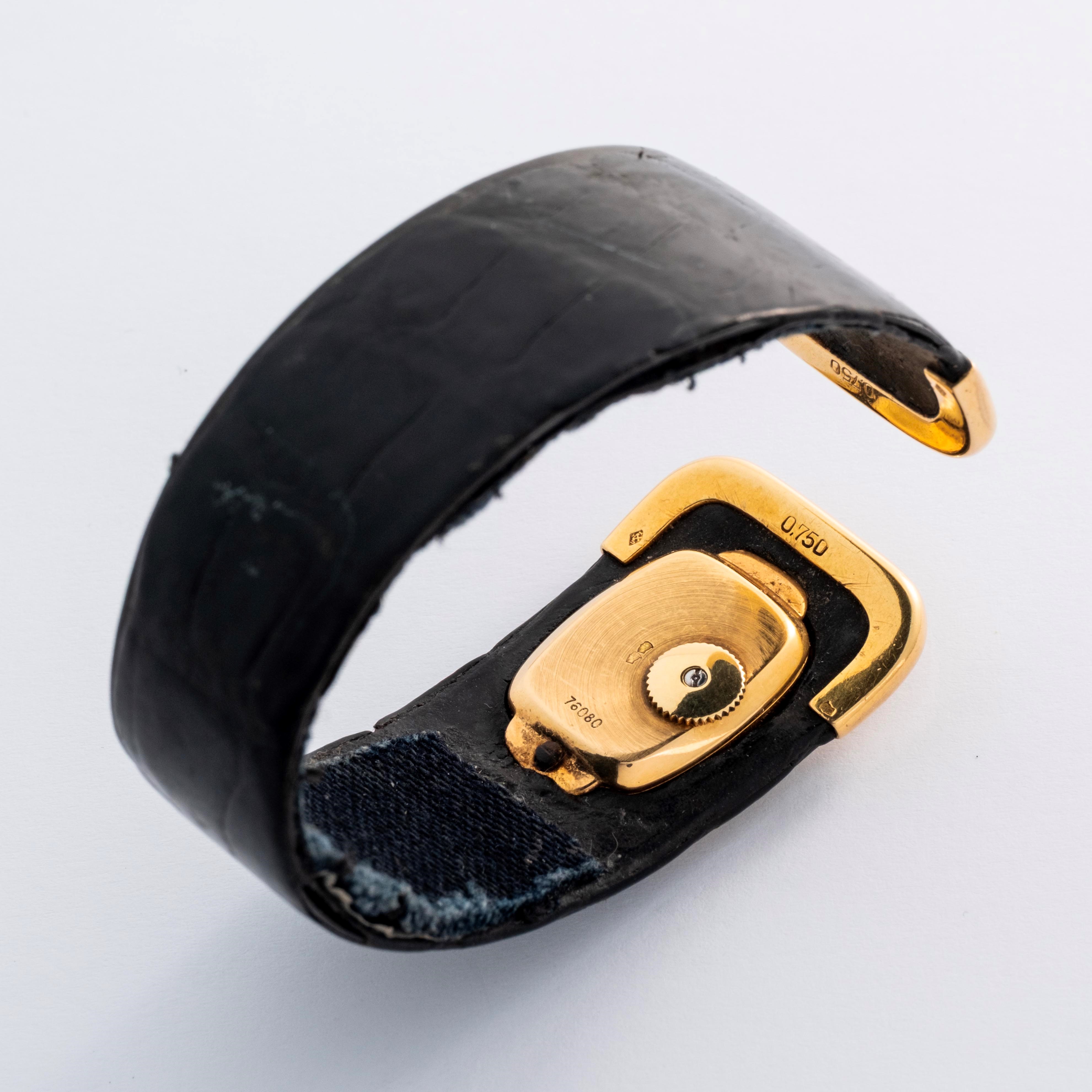 Eberhard & Co - Cuff Watch Duoplan in oro giallo 18k con quadrante champagne firmato “Faraone”, c...