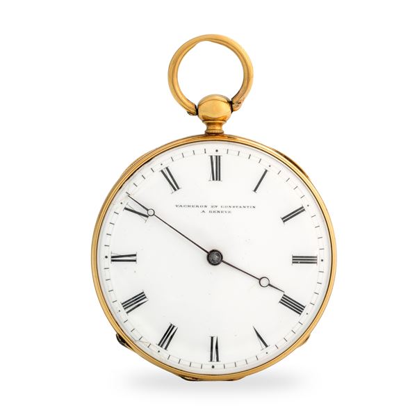 Vacheron &amp; Constantin - Orologio da tasca Openface in oro giallo 18k con carica a chiavetta, quadrante in smalto bianco, circa 1850