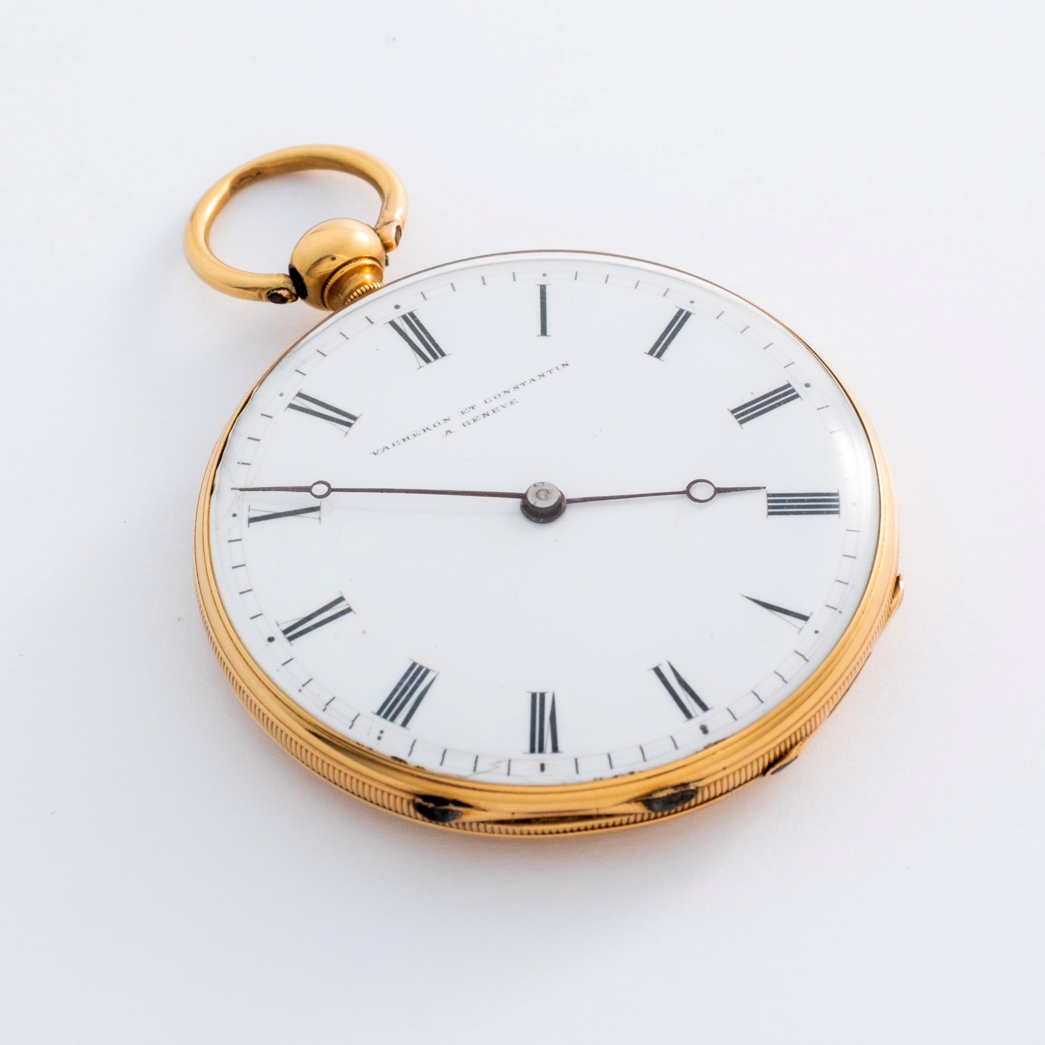 Vacheron & Constantin - Orologio da tasca Openface in oro giallo 18k con carica a chiavetta, circ...