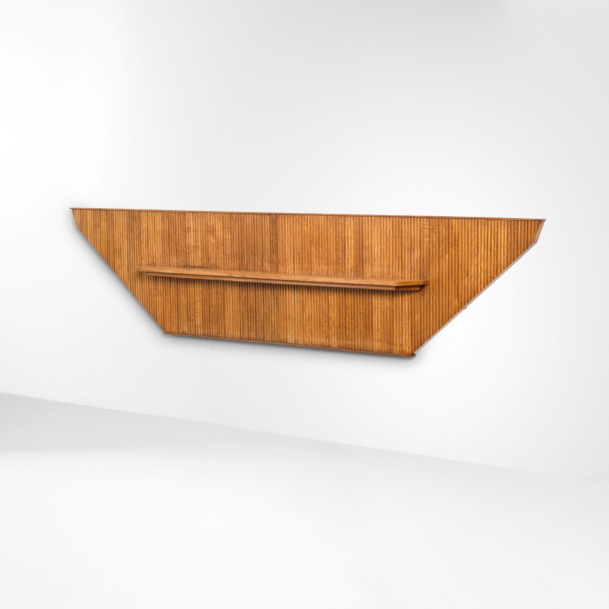 Console da parete in legno e legno grissinato, stile industriale-art déco, produzione italiana (c...