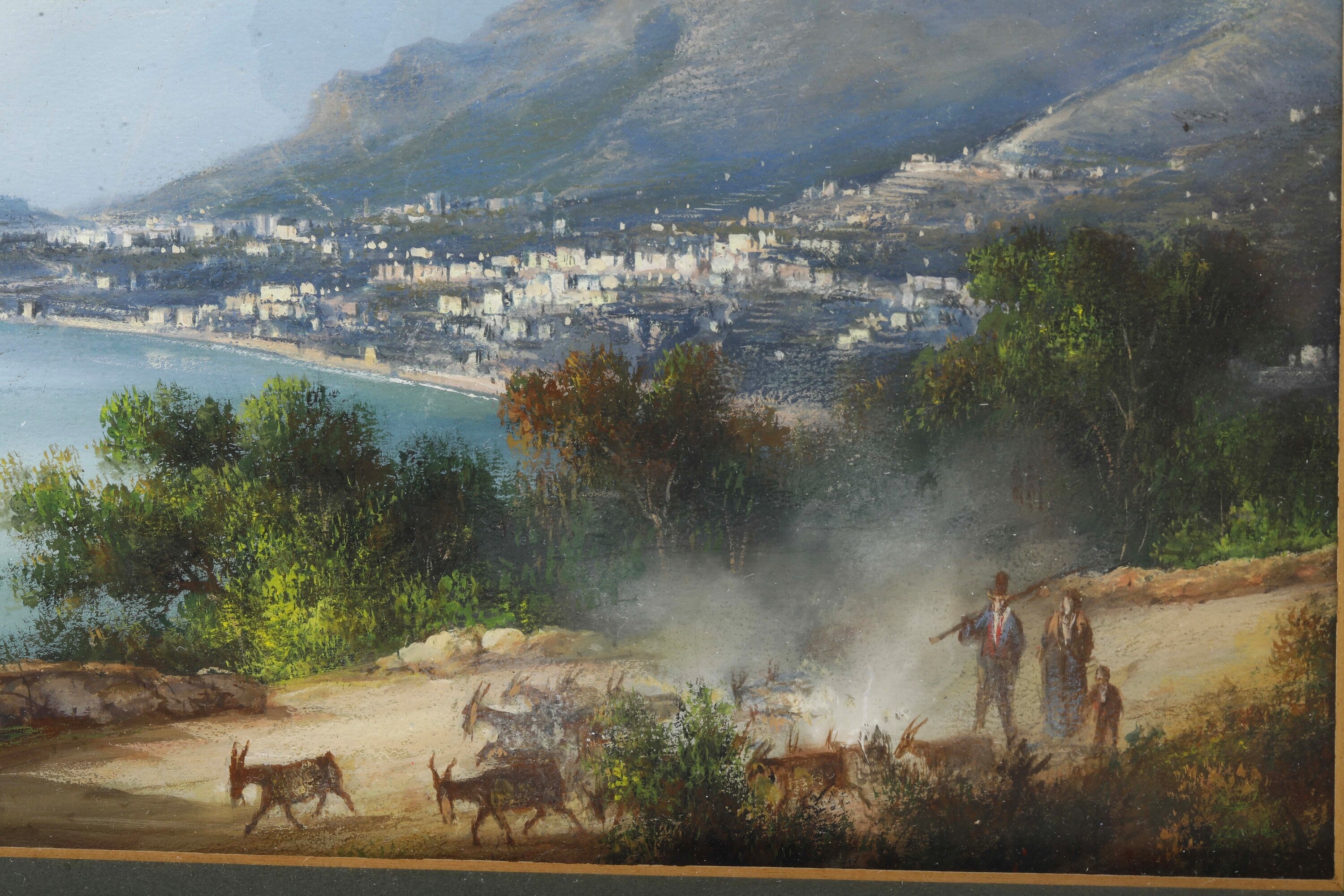 Emmanuel Meuris - Vedute del Golfo di Napoli, coppia di gouaches su cartoncino