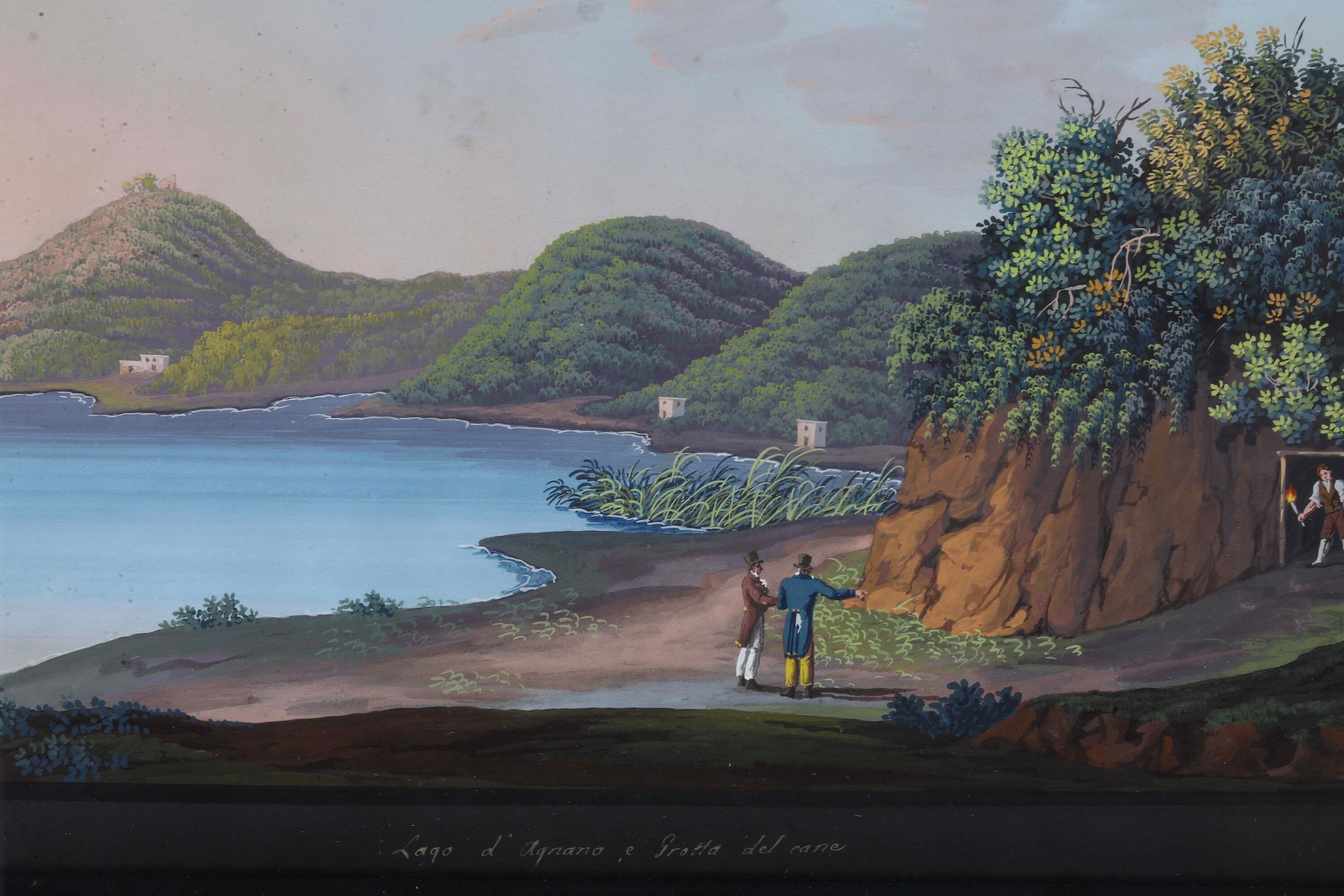 Pittore del XIX secolo, Veduta di Pompei e del lago d’Agnano