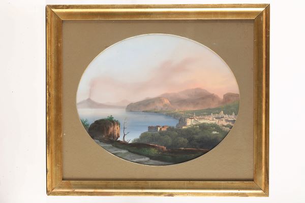 Pittore del XIX secolo Veduta del Vesuvio