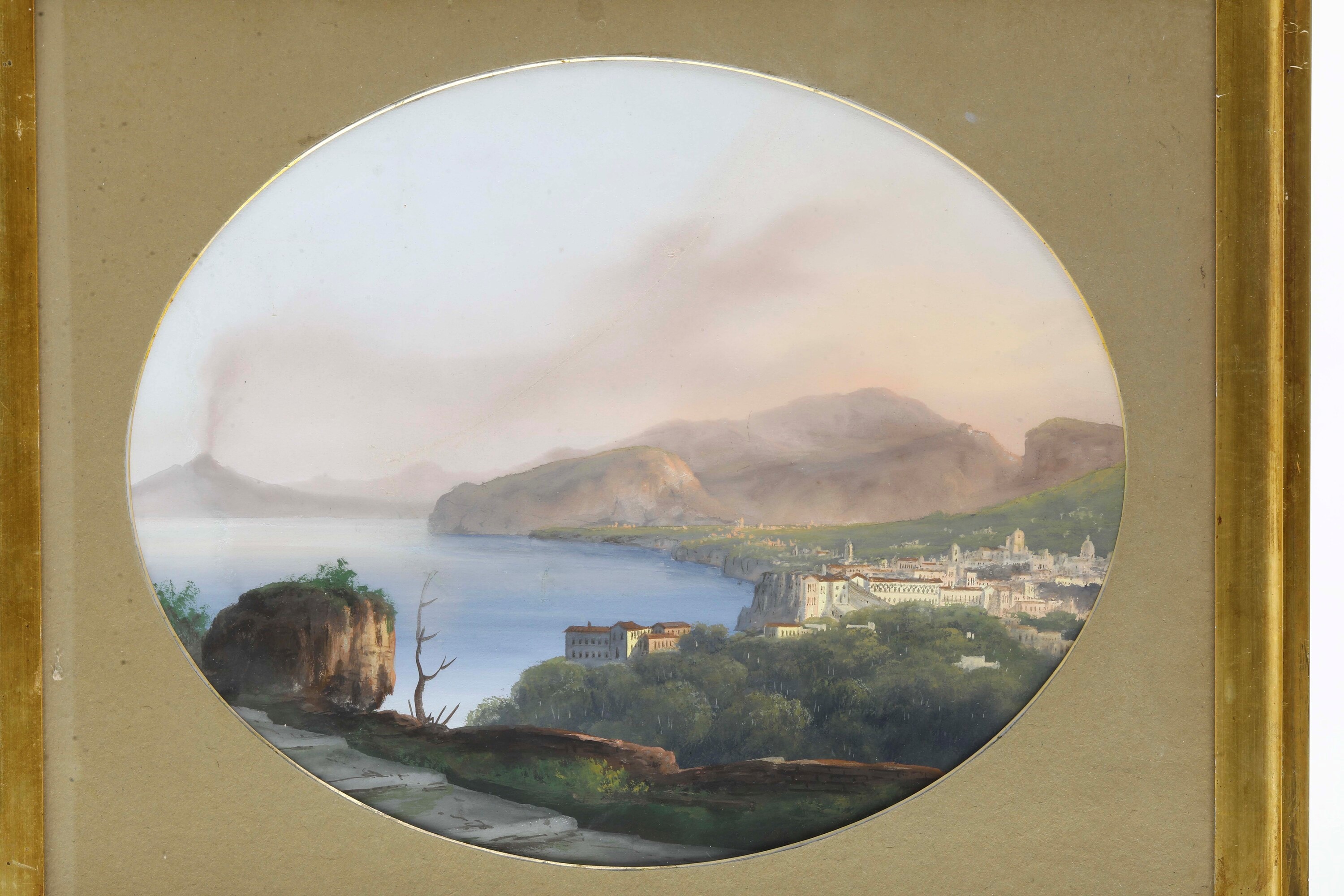 Pittore del XIX secolo, Veduta del Vesuvio, gouache su carta