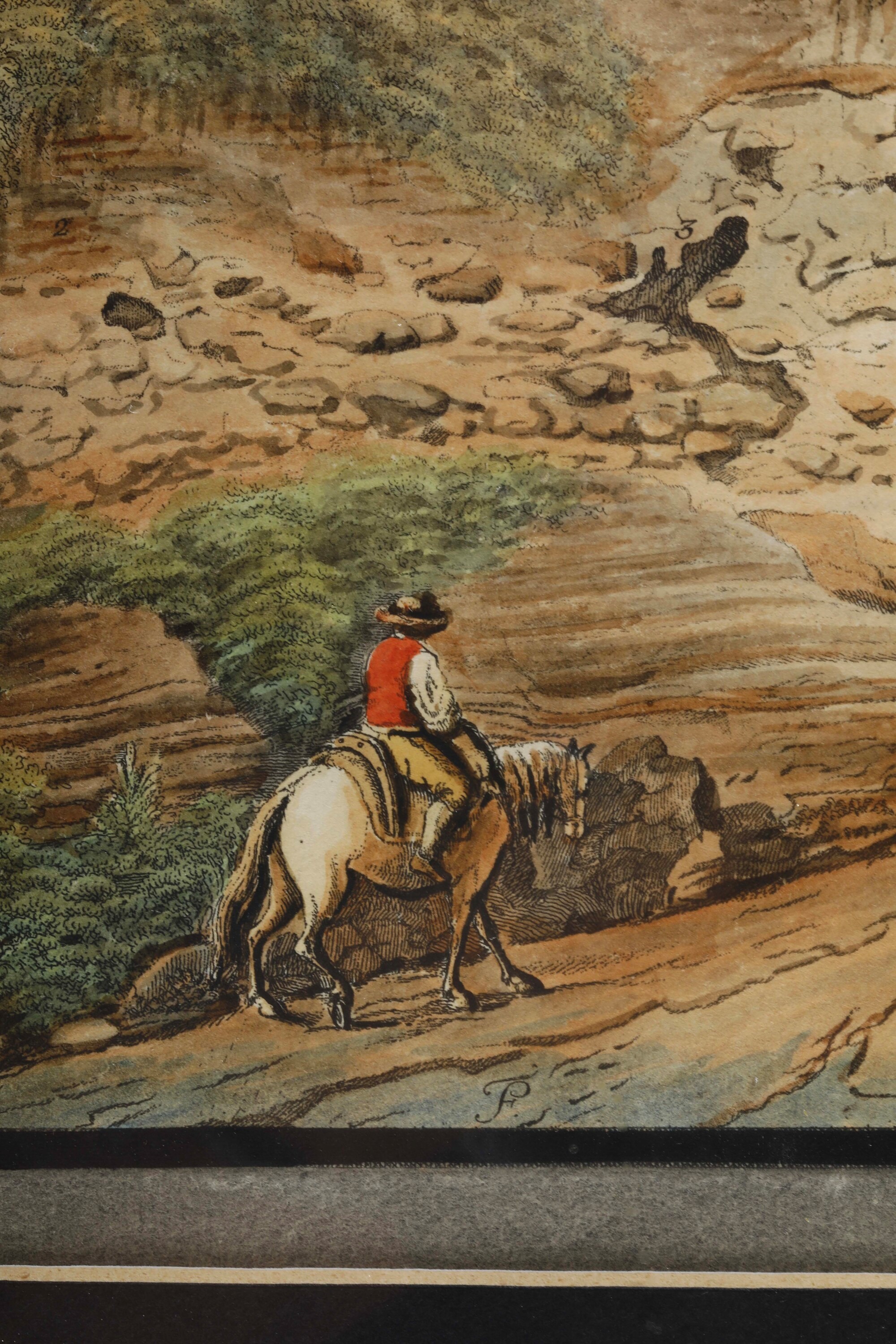 Pittore del XIX secolo, Vedute della fumarola di Pisciarelli e del Vesuvio (scorci da Posillipo)