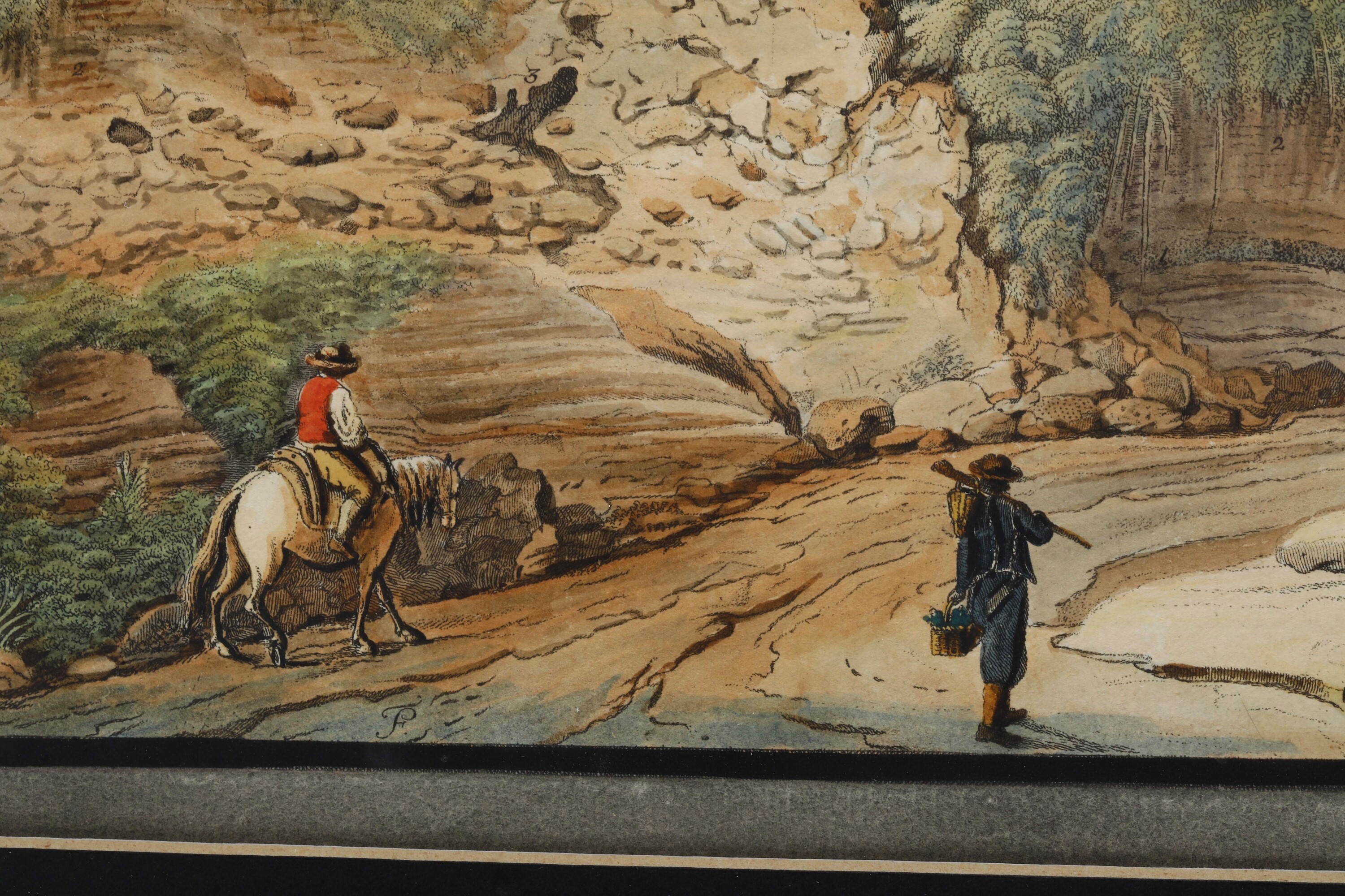 Pittore del XIX secolo, Vedute della fumarola di Pisciarelli e del Vesuvio (scorci da Posillipo)