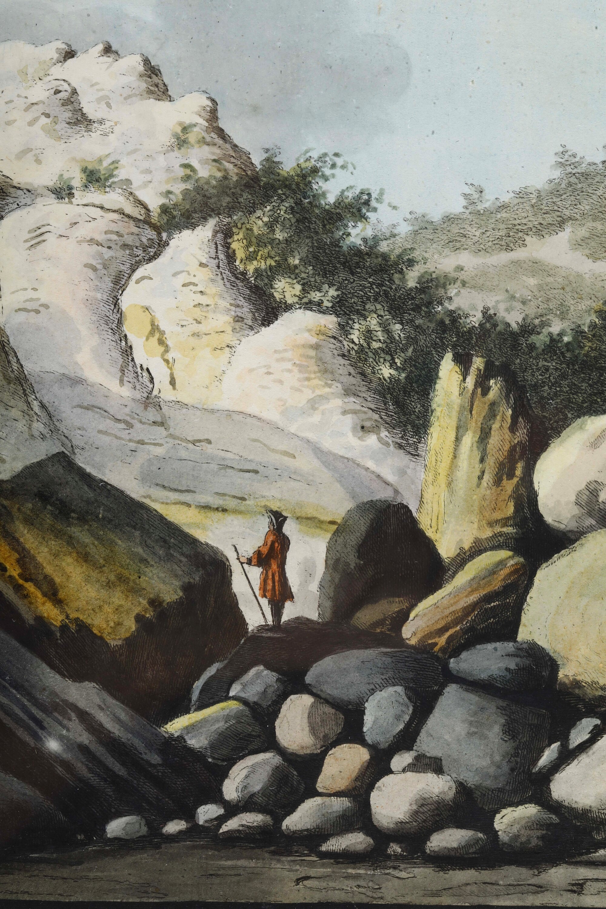 Pittore del XIX secolo, Vedute della fumarola di Pisciarelli e del Vesuvio (scorci da Posillipo)