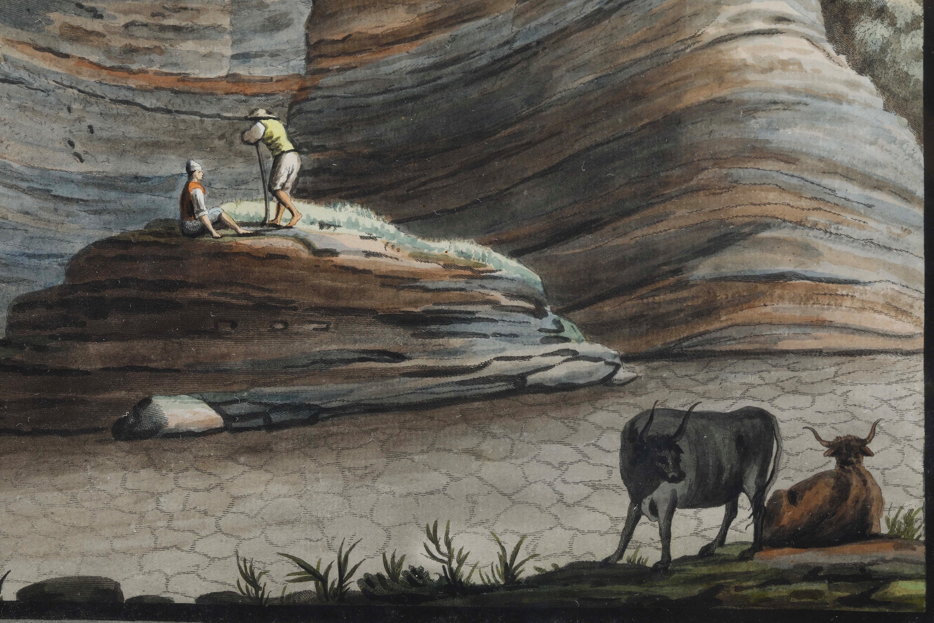 Pittore del XIX secolo, Vedute della fumarola di Pisciarelli e del Vesuvio (scorci da Posillipo)