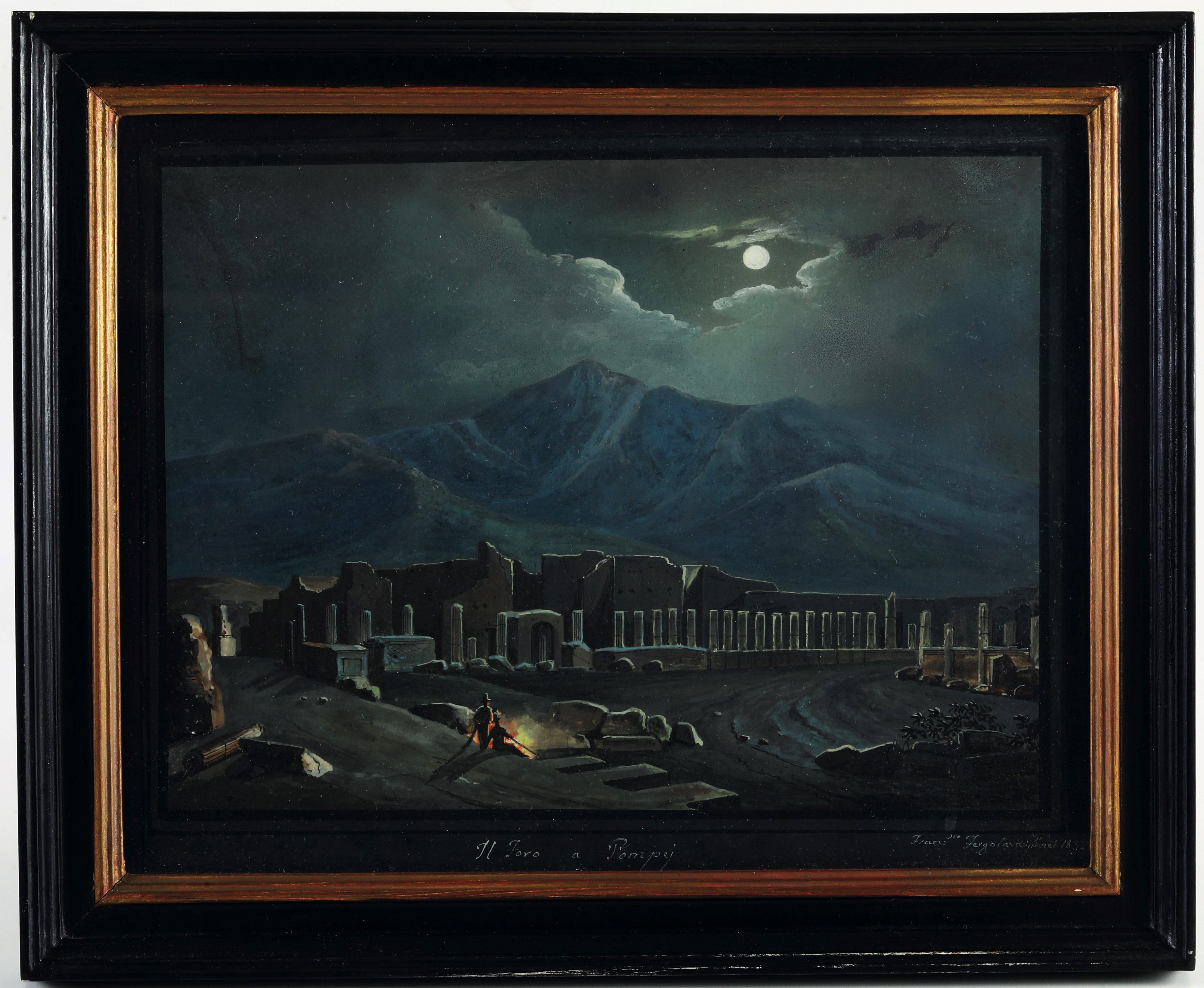 Francesco Fergola - Notturno con veduta dei Fori a Pompei