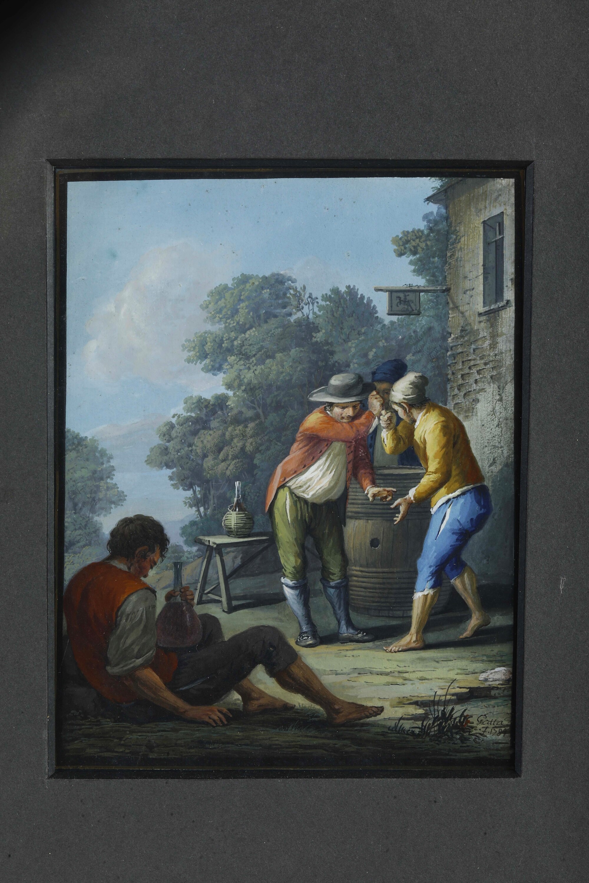 Saverio della Gatta - Scene di genere con figure di popolani in abiti tradizionali