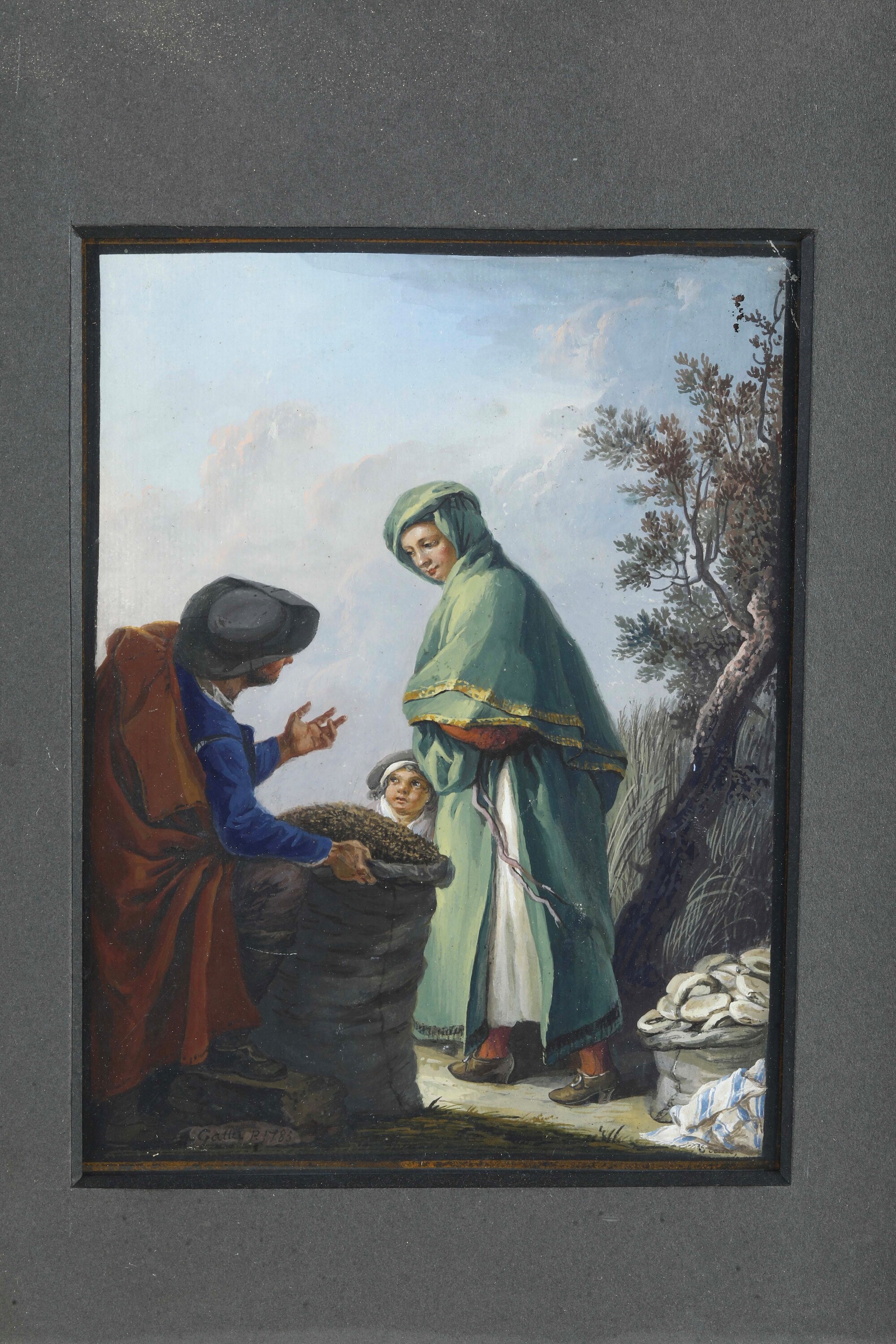 Saverio della Gatta - Scene di genere con figure di popolani in abiti tradizionali