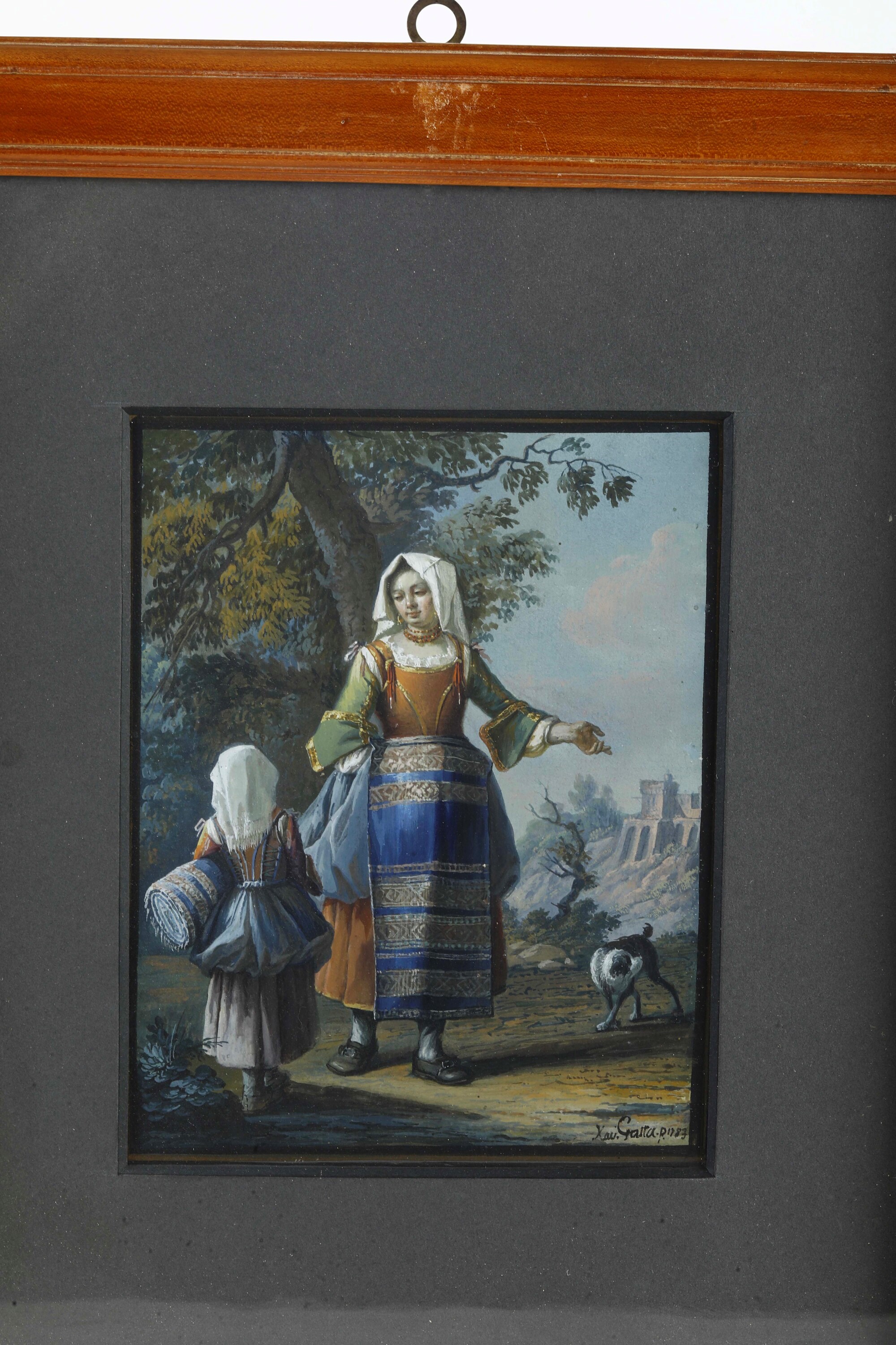 Saverio della Gatta - Scene di genere con figure di popolani in abiti tradizionali