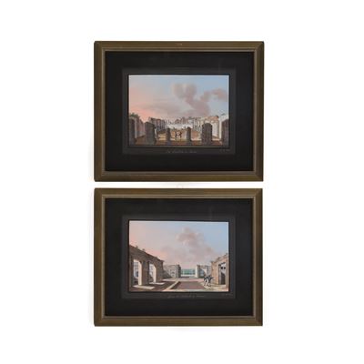 G. de Vito, Vedute di Pompei — due gouaches su carta