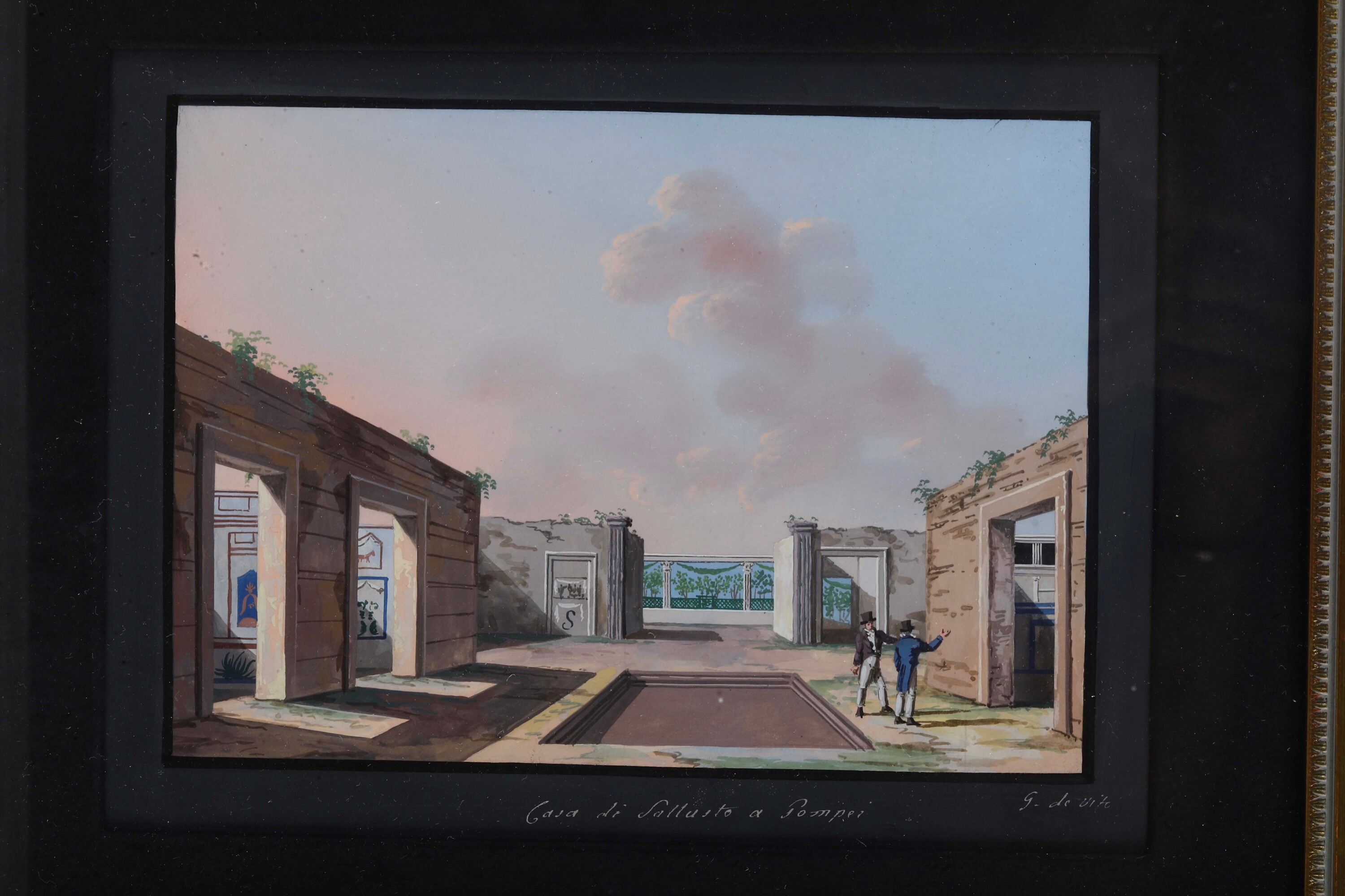 G. de Vito, Vedute di Pompei — due gouaches su carta