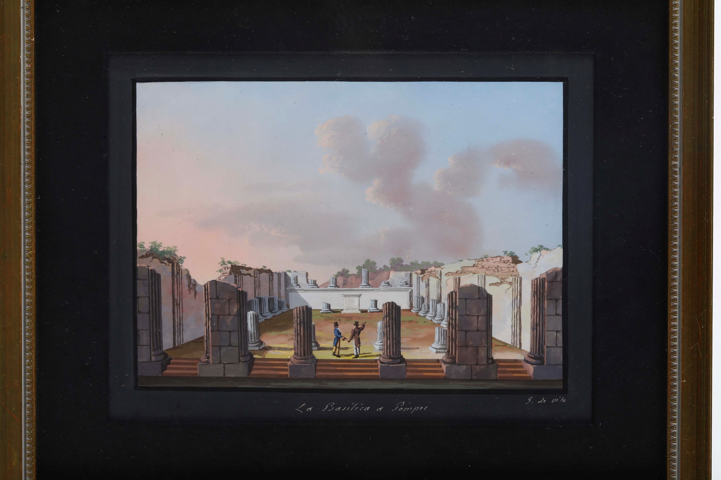 G. de Vito, Vedute di Pompei — due gouaches su carta