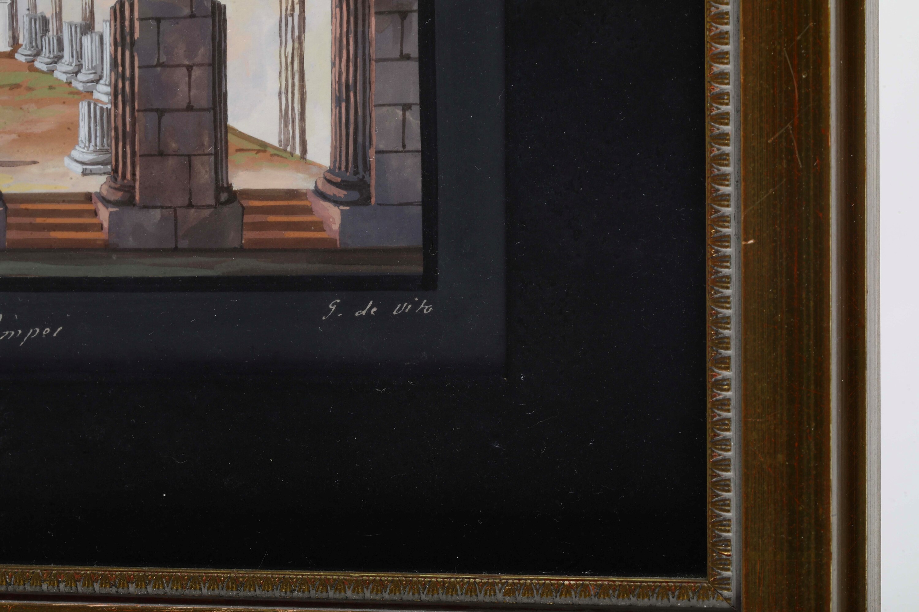 G. de Vito, Vedute di Pompei — due gouaches su carta