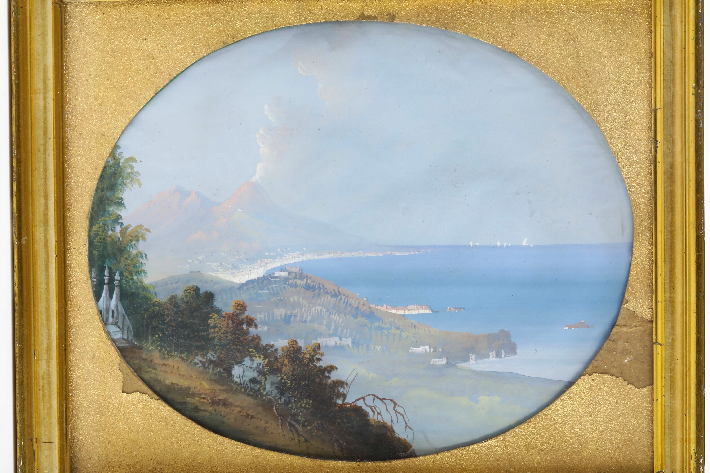 Pittore del XIX-XX secolo, Vedute del Golfo di Napoli in due gouaches
