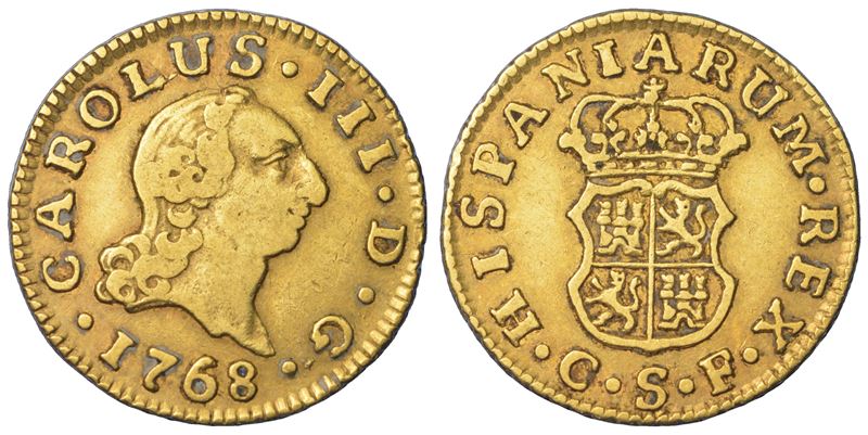 SPAGNA. CARLOS III, 1759-1788. 1/2 Escudo 1768. Sevilla.  - Asta Numismatica Light - Cambi Casa d'Aste