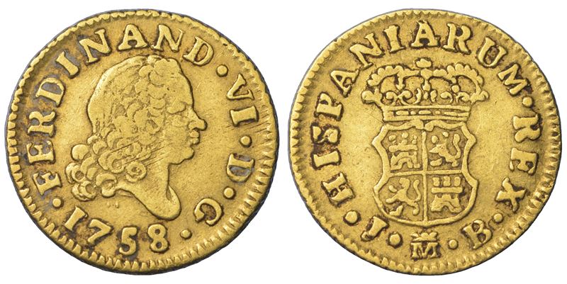 SPAGNA. FERNANDO VI, 1746-1759. 1/2 Escudo 1758. Madrid.  - Asta Numismatica Light - Cambi Casa d'Aste