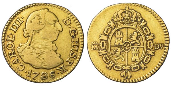SPAGNA. CARLOS III, 1759-1788. 1/2 Escudo 1786. Madrid.