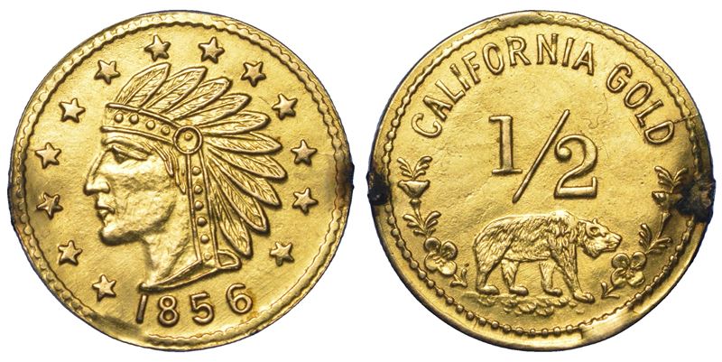 USA - CALIFORNIA. 1/2 Dollar 1856 token.  - Asta Numismatica Light - Cambi Casa d'Aste