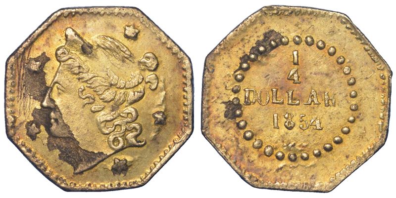 USA - CALIFORNIA. 1/4 Dollar 1854 token.  - Asta Numismatica Light - Cambi Casa d'Aste