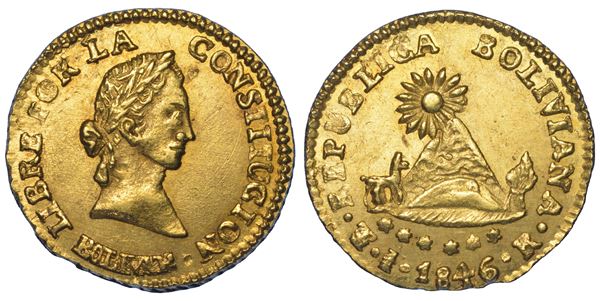 BOLIVIA. REPUBLICA. 1/2 Escudo 1846.