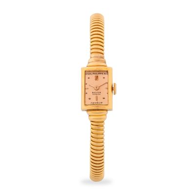 Cocktail Watch in oro rosa 18k con bracciale tubogas e vetro bombato, quadrante salmone firmato B...
