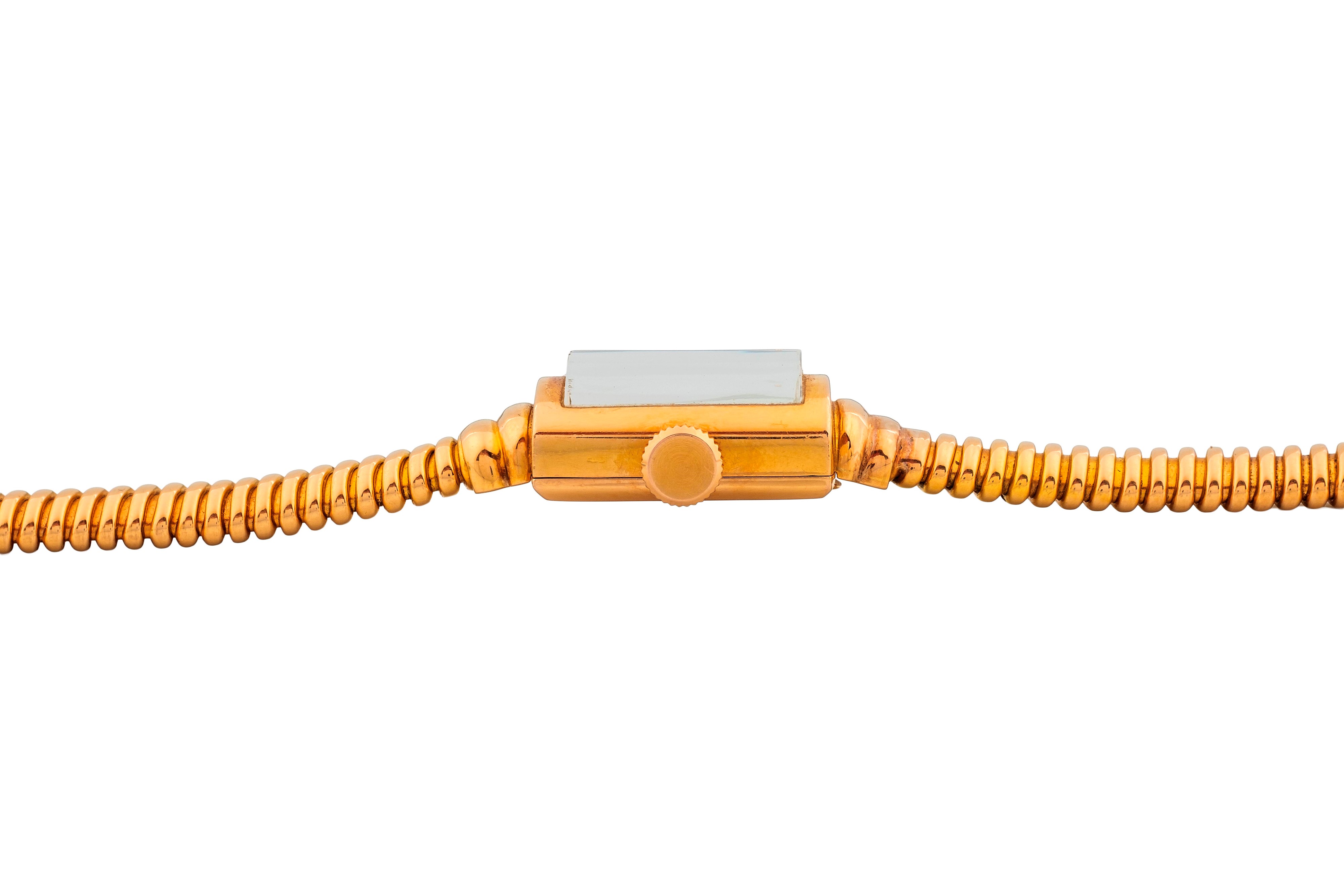 Patek Philippe - Cocktail Watch in oro rosa 18k con bracciale tubogas e vetro bombato, quadrante ...