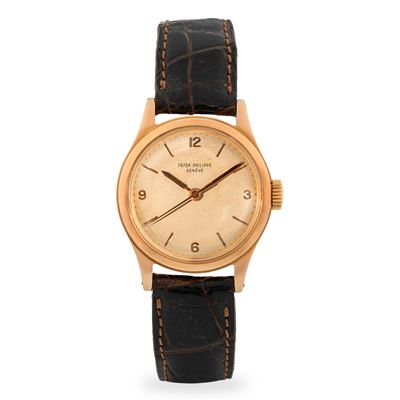 Calatrava ref. 2508, orologio da polso in oro rosa 18k con quadrante argentè (circa 1965)