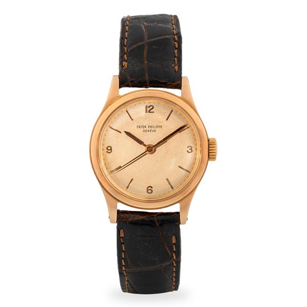 Patek Philippe - Calatrava ref. 2508 in oro rosa 18k cassa a vite, quadrante argentè con numeri Arabi applicati e secondi centrali, circa 1965