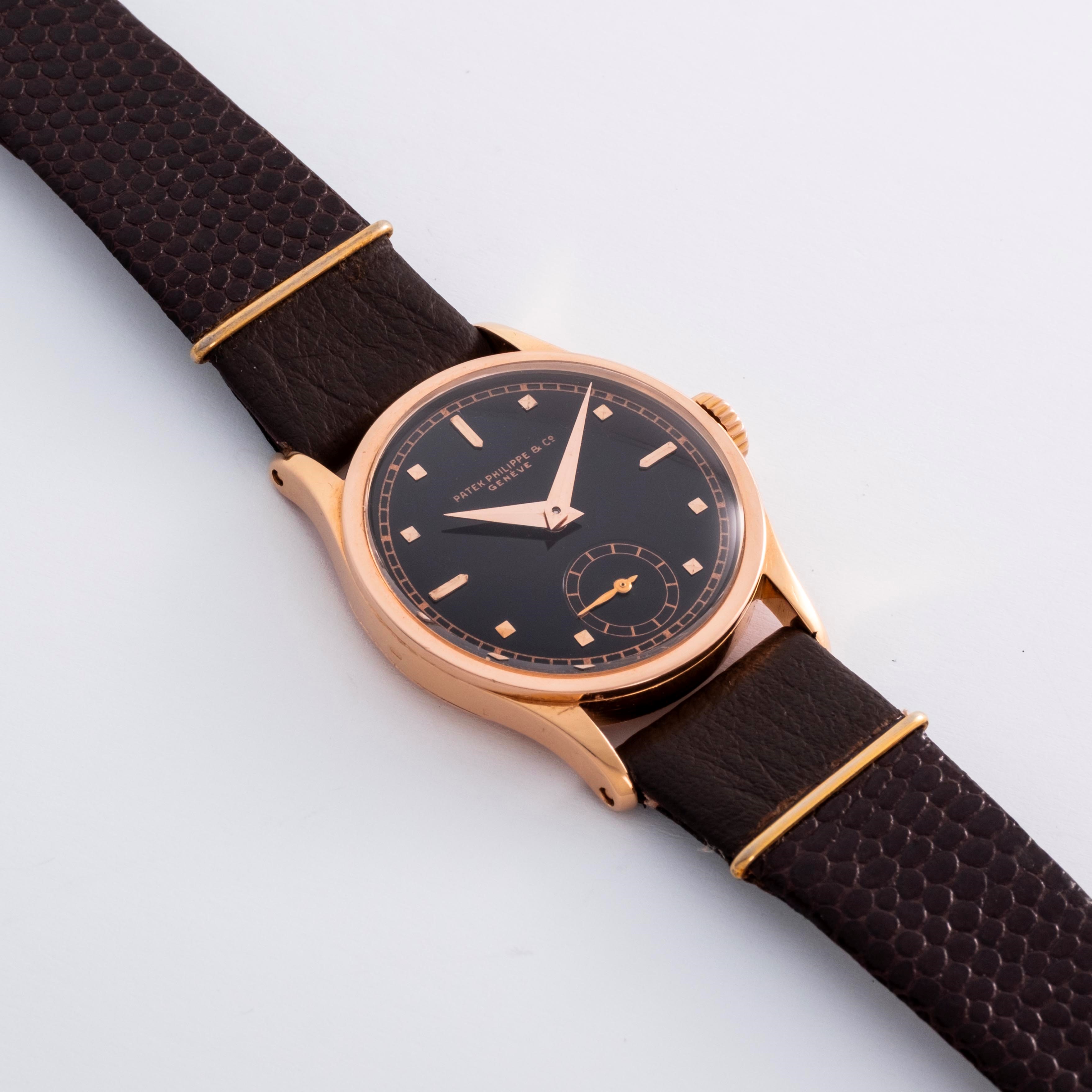 Patek Philippe - Calatrava ref. 96 in oro rosa 18k, quadrante nero lucido (circa 1938)