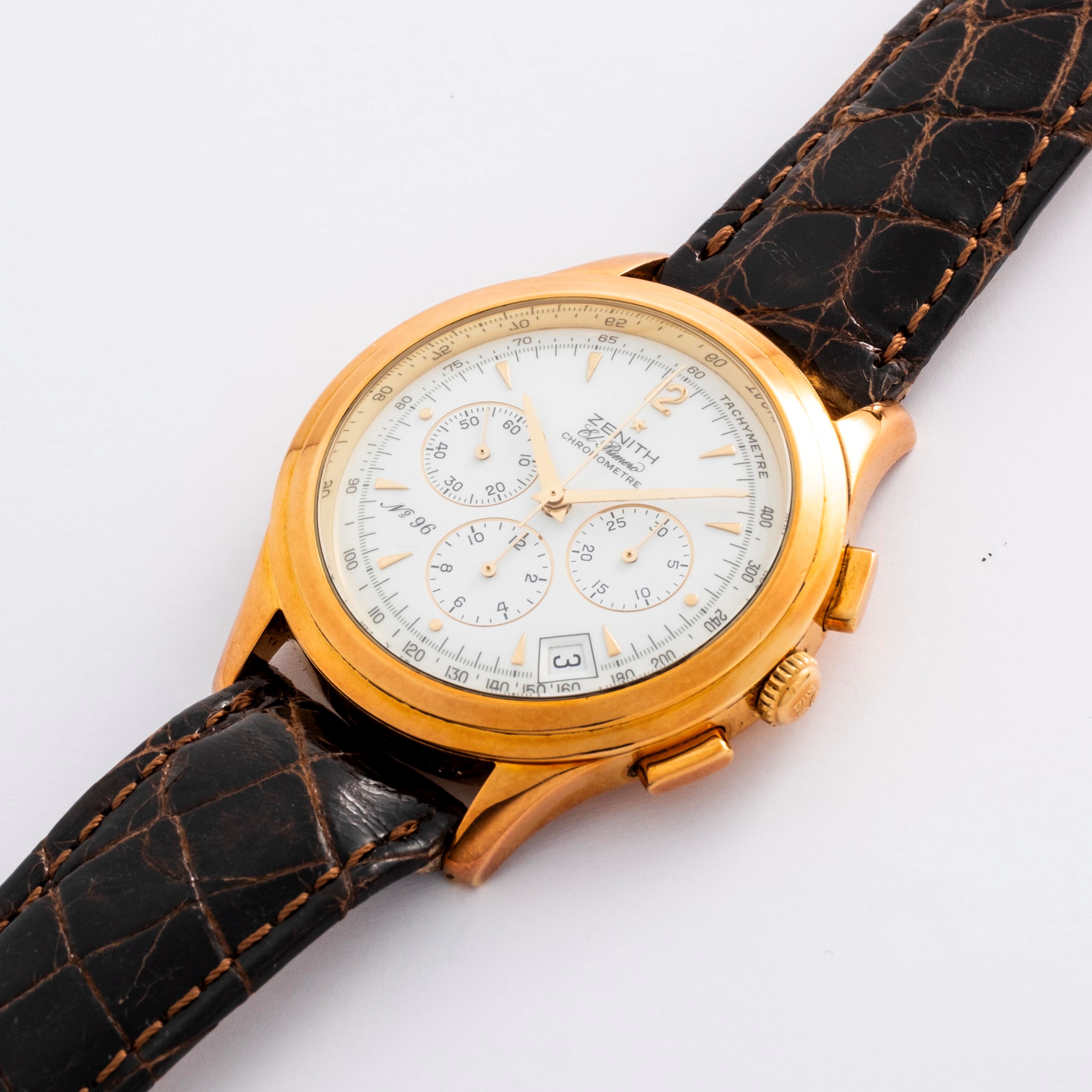 Zenith - El Primero in oro giallo 18k con quadrante bianco e datario (96/500)