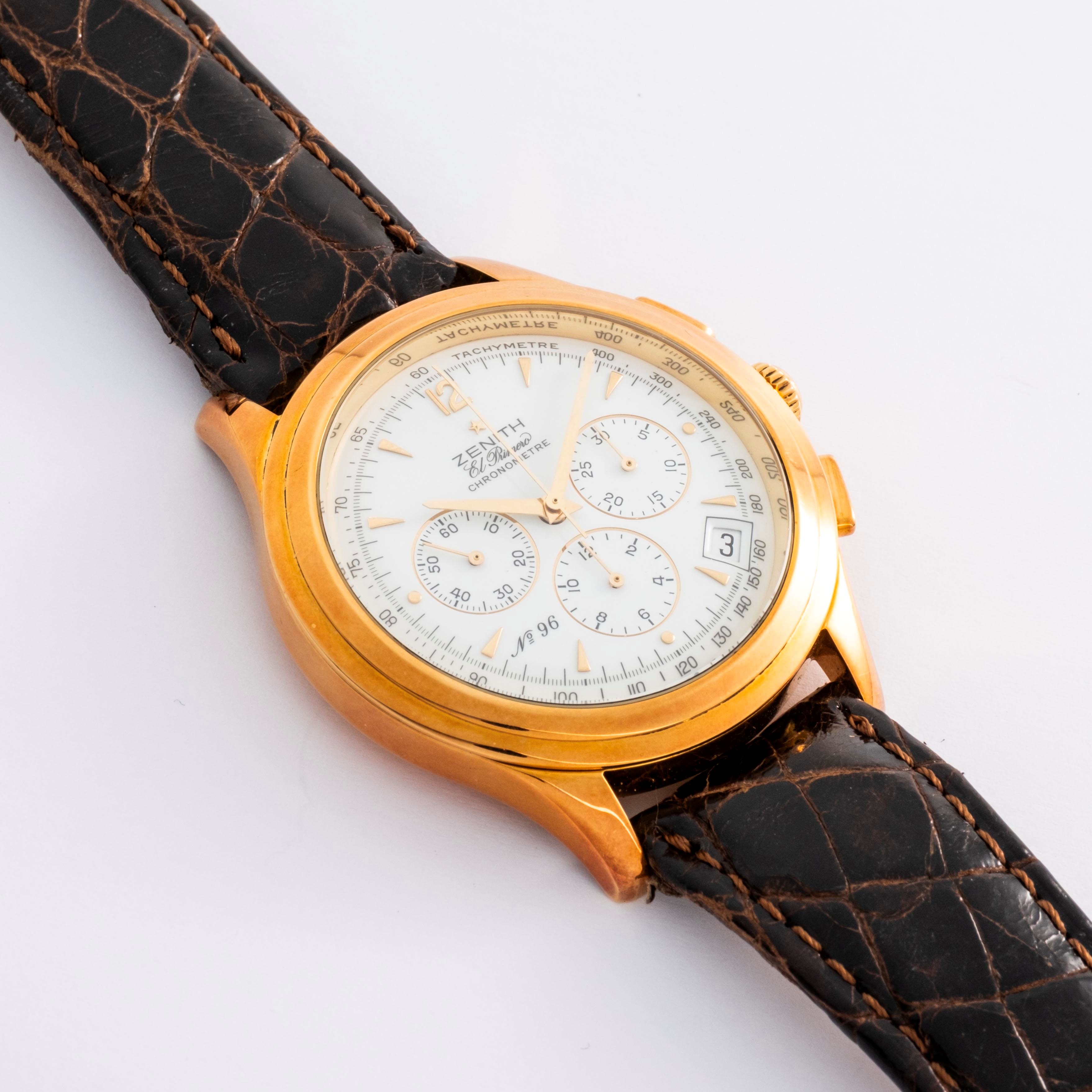Zenith - El Primero in oro giallo 18k con quadrante bianco e datario (96/500)