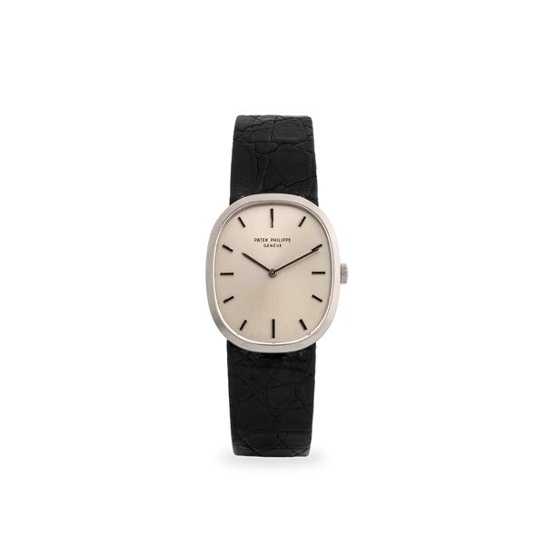 Ellipse ref. 3548 in oro bianco 18k, quadrante argentè Soleil con indici a bastone applicati, circa 1980