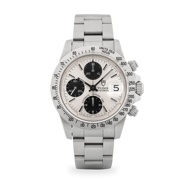 Tudor - Oysterdate 'Big Block' ref. 79180 in acciaio, quadrante bicolore 'Panda' con datario al tre, con scatola e garanzia autografata da Giovanni Trapattoni, circa 1994
