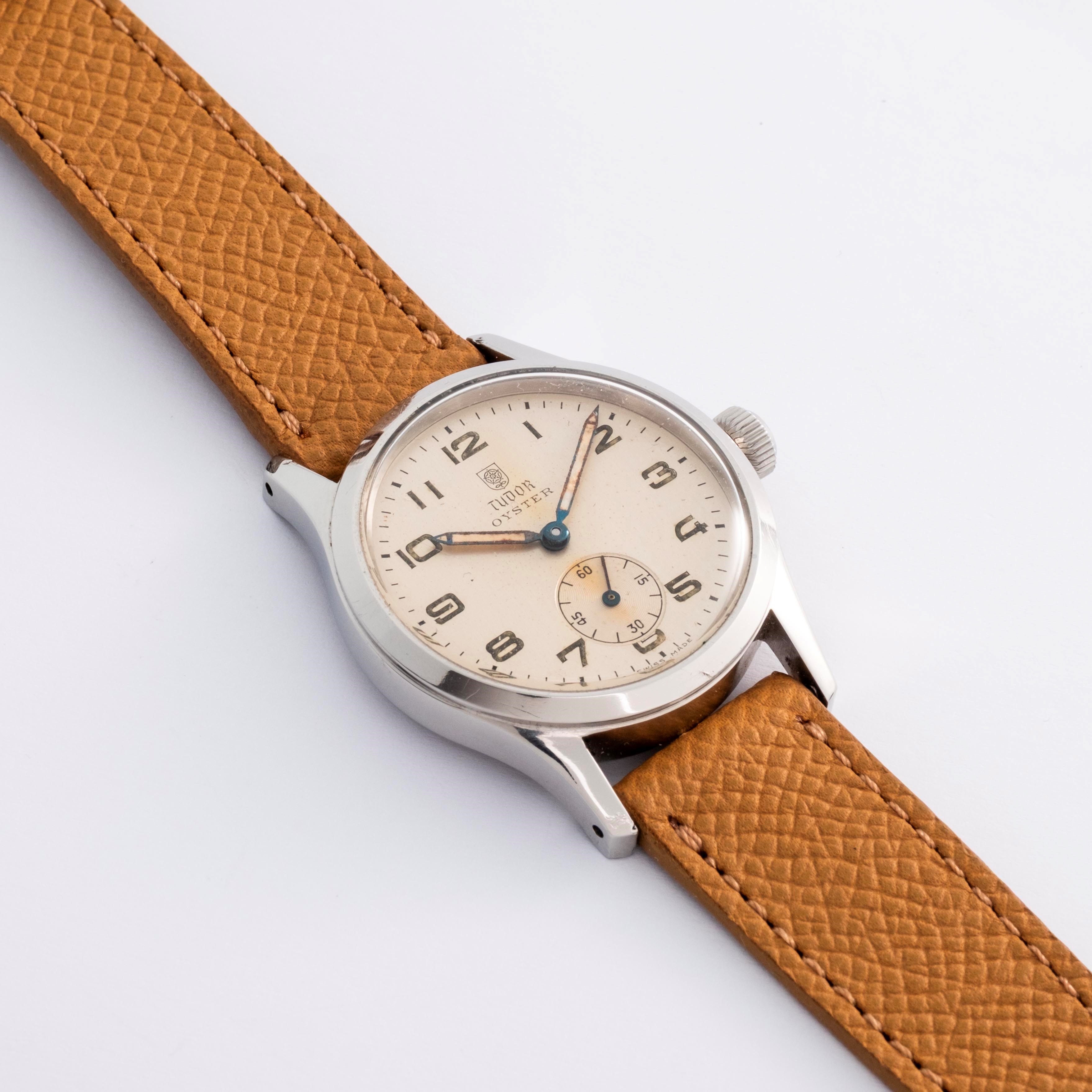 Tudor - Oyster “Rose in Shield” Ref. 4453, acciaio con quadrante argentè e piccoli secondi al VI,...