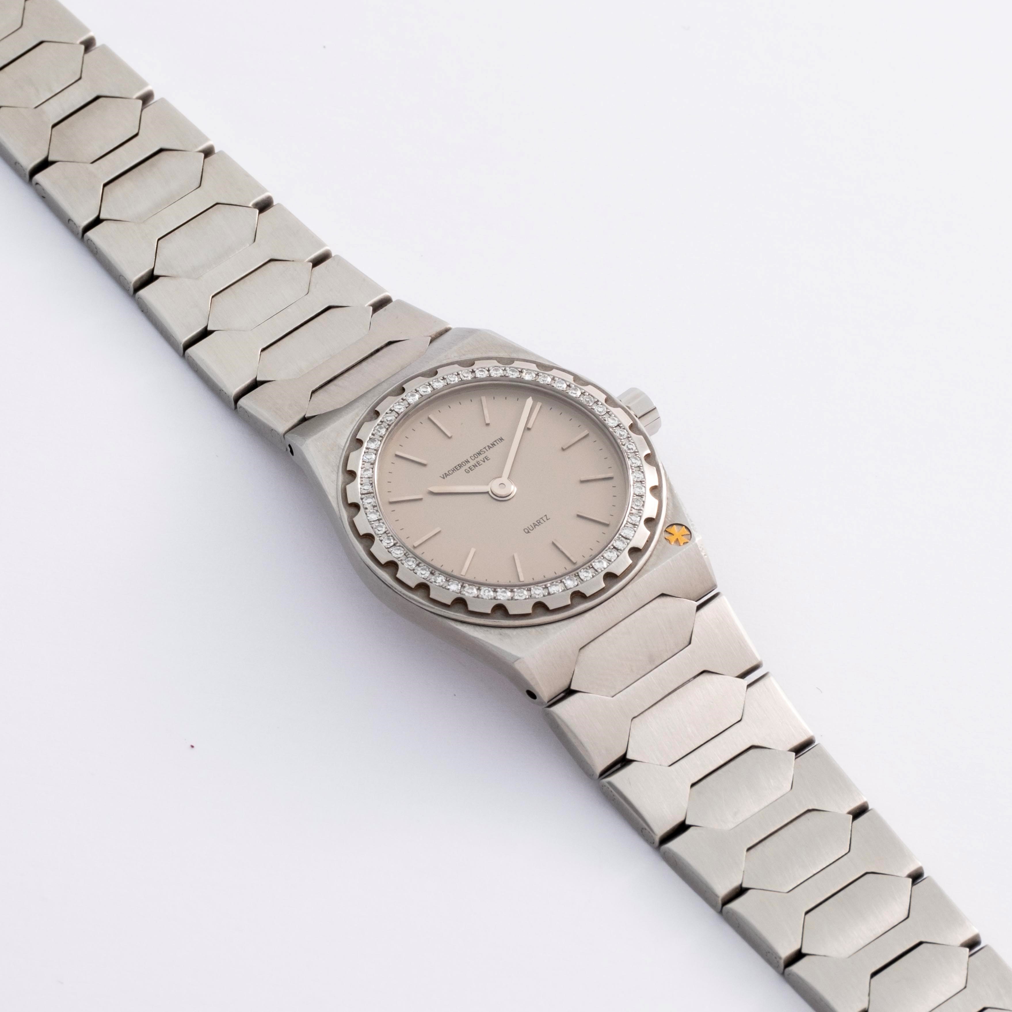 Vacheron & Constantin - Lady 222 ref. 60501/411, acciaio e diamanti, quadrante grigio, quarzo