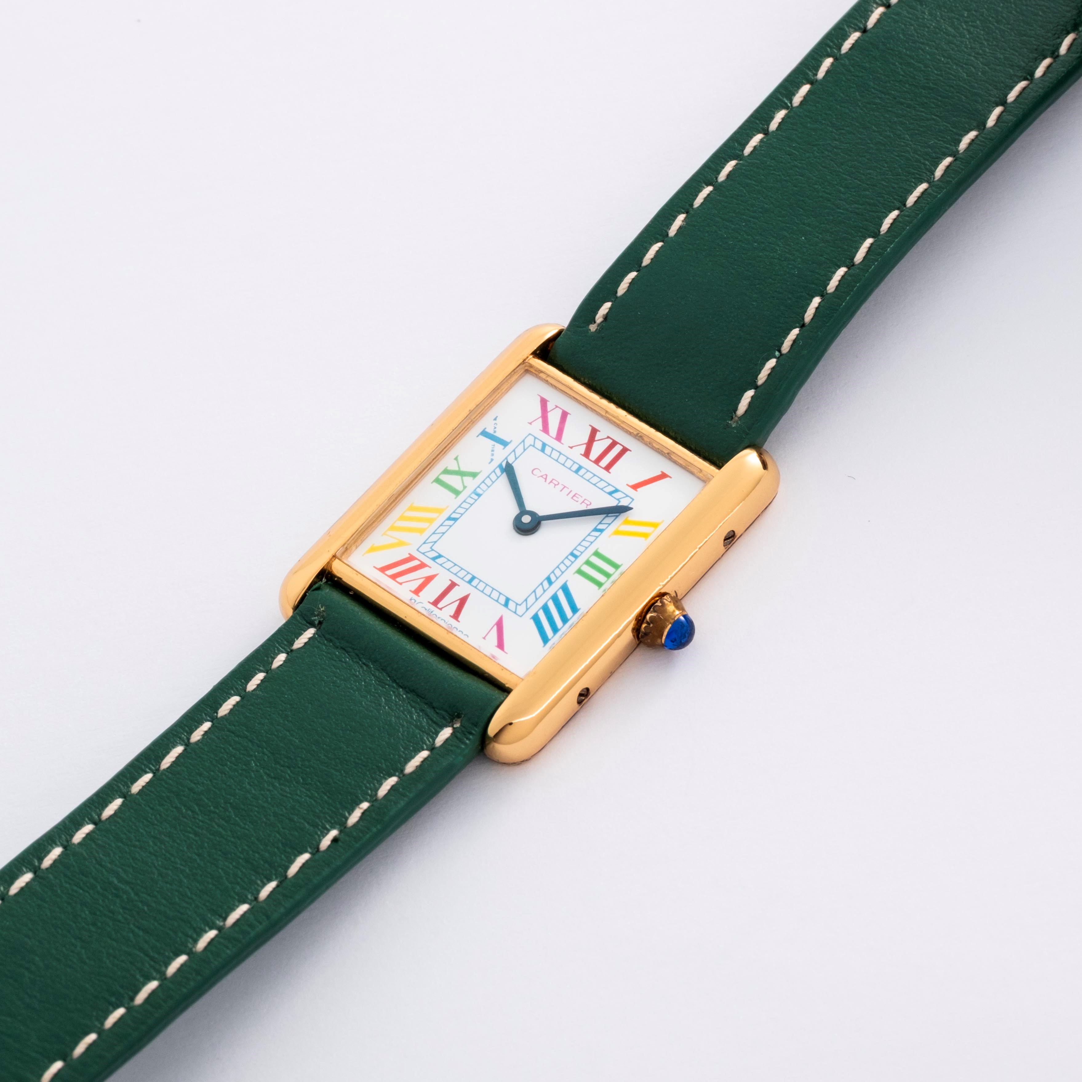 Cartier - Tank La Californienne, orologio da polso con quadrante bianco a numeri romani e calenda...